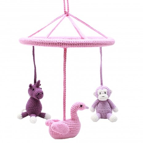 mobiel (unicorn, zwaan, aap) gehaakt junior 24 cm multicolor