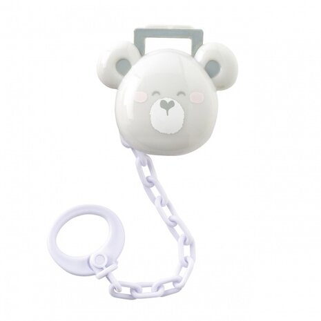 fopspeenketting Happy Teddy junior wit