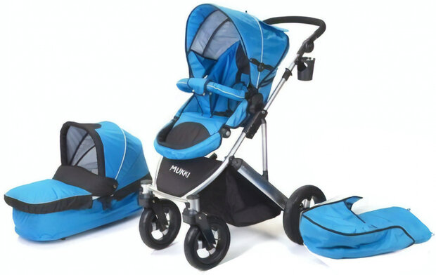 combi-kinderwagen Daily Transporter en reiswieg blauw