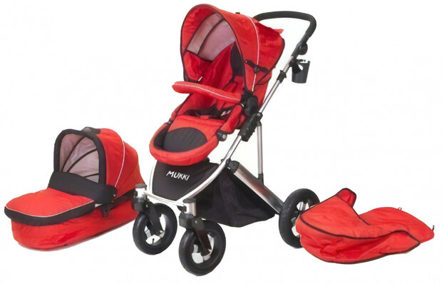 combi-kinderwagen Daily Transporter en reiswieg rood