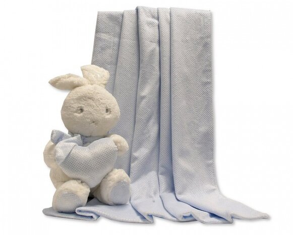 babydeken met knuffelkonijn 26 cm lichtblauw set 2-delig