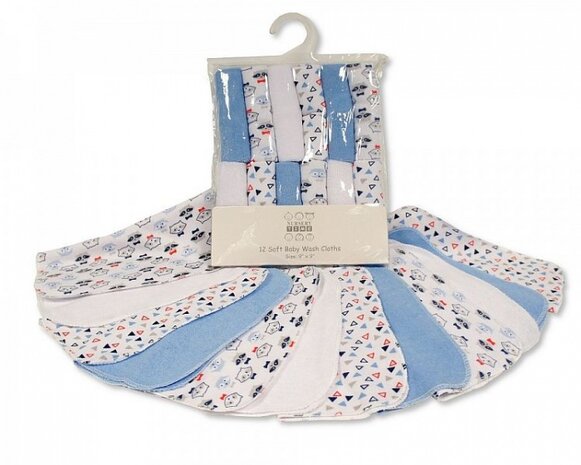 badset wasbeer 12-delig wit/blauw