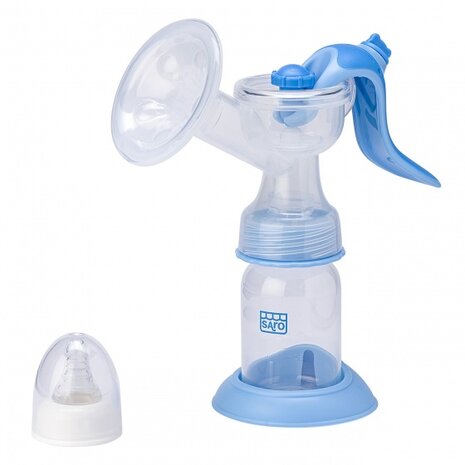 handborstkolf met fles 120 ml blauw