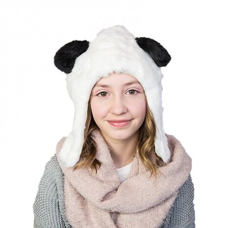 baby-/peutermuts Pandabeer junior wit maat XS