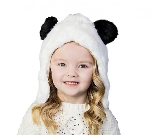 baby-/peutermuts Pandabeer junior wit maat XS