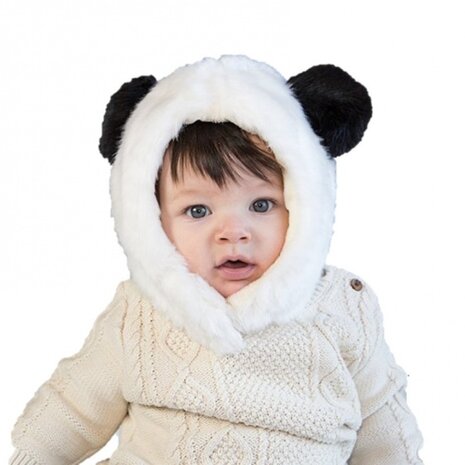 baby-/peutermuts Pandabeer junior wit maat XS