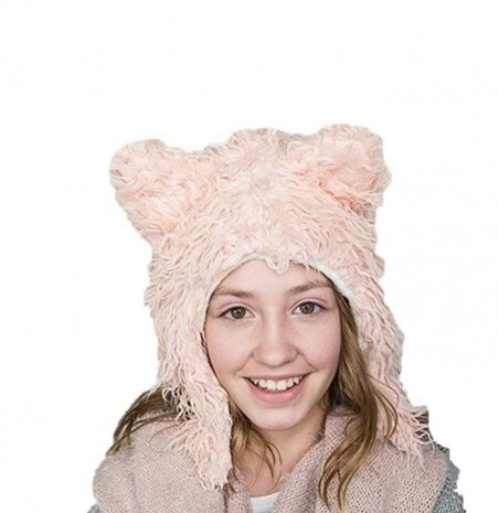 baby-/peutermuts Kat meisjes roze maat M