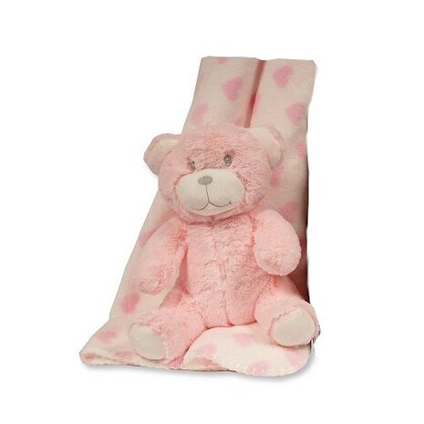 babydeken met knuffelbeer hart 25 cm roze set 2-delig