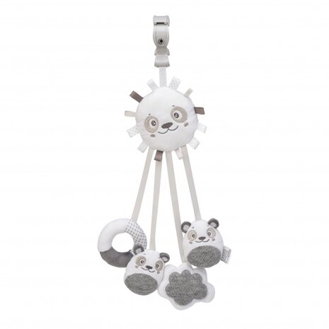 hangfiguur met linten en rammelaar grijs