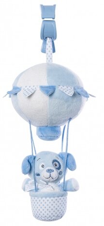 hangfiguur heteluchtballon met rammelaar hond blauw