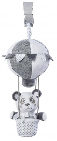 hangfiguur heteluchtballon met rammelaar beer grijs