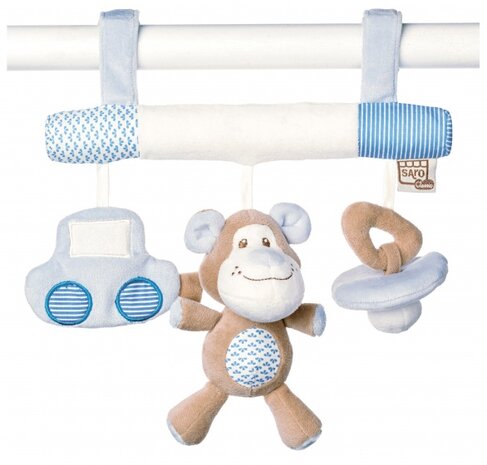 kinderwagenhanger met rammelaar Little Friends blauw