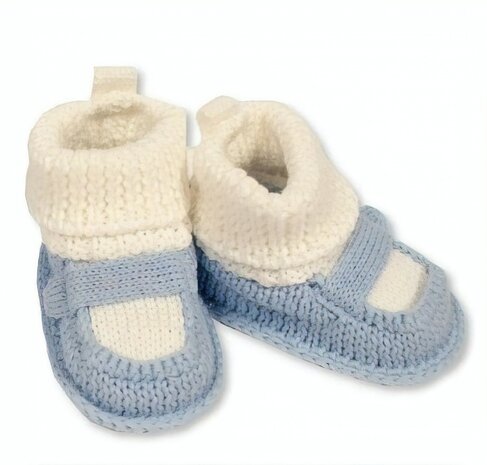 babysloffen junior 0-6 maanden lichtblauw/wit