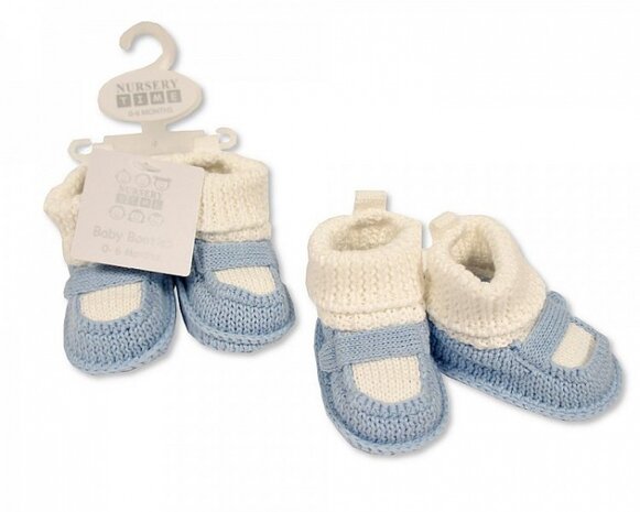 babysloffen junior 0-6 maanden lichtblauw/wit
