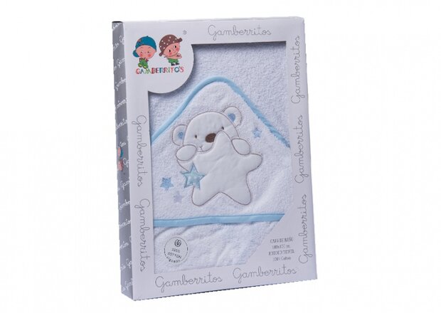 badcape teddybeer 100 x 100 junior blauw