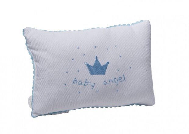 decoratiekussen 30 cm wit/blauw