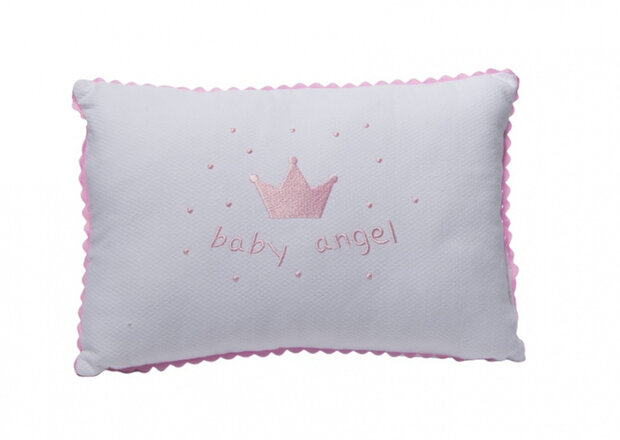 decoratiekussen 30 cm roze/wit