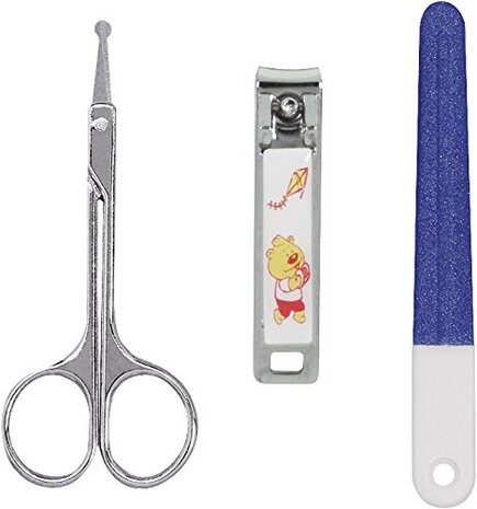 nagelverzorgingsset baby wit/zilver 3-delig