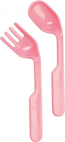 bestekset Ergonomisch lepel en vork roze 2-delig