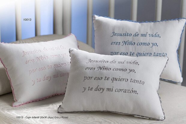 decoratiekussen Jesusito de mi vida 30 cm wit/roze