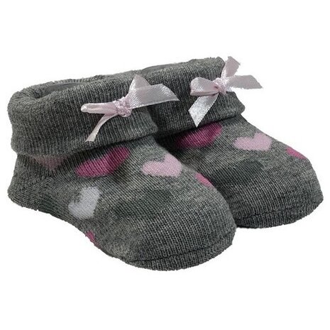 babysokken Hearts in giftbox newborn grijs