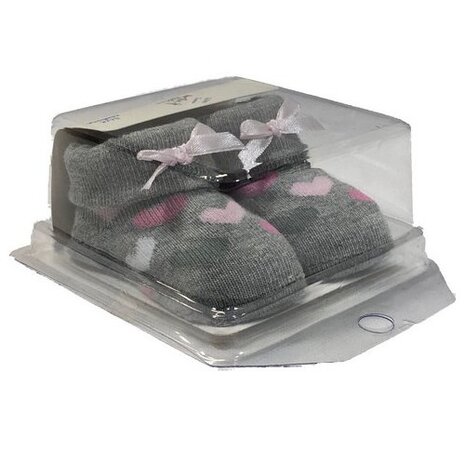 babysokken Hearts in giftbox newborn grijs