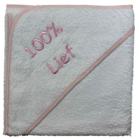 badcape 100% Lief katoen junior 75 cm wit/roze