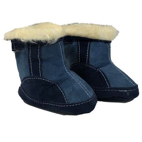 babylaarzen Suedine klittenband navy maat 16/17