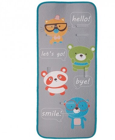 inlegkussen kinderwagen dieren 80 x 35 cm grijs