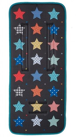 inlegkussen kinderwagen sterren 80 x 35 cm zwart
