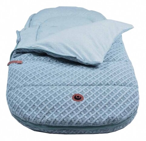 Grandma Saga voetenzak 3-in-1 ijsblauw 110 cm