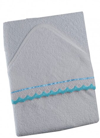 badcape 100 x 100 cm jongens wit/blauw