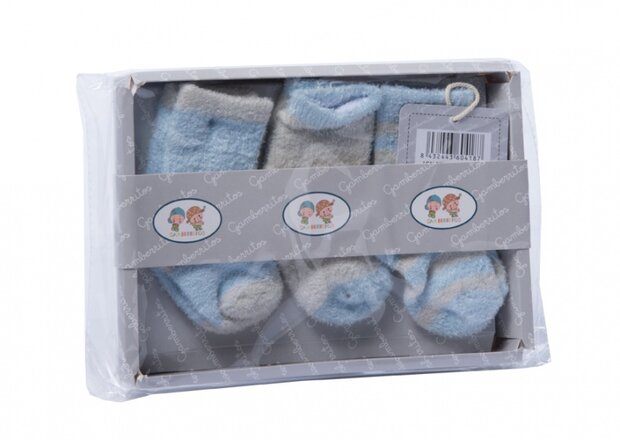 babysokken 0-6 maanden jongens blauw 3-delig