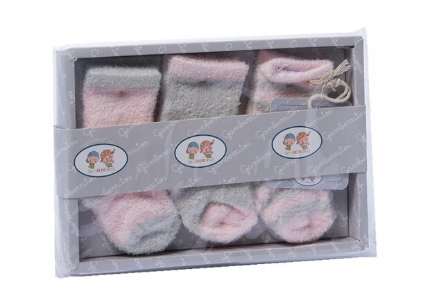 babysokken 0-6 maanden meisjes roze 3-delig