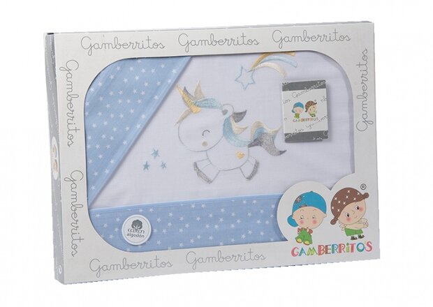 beddengoed ledikant Unicorn 80 x 120 cm blauw