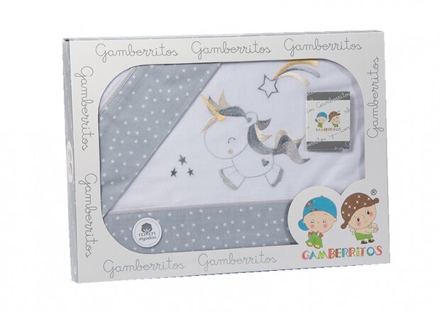 beddengoed ledikant Unicorn 80 x 120 cm grijs