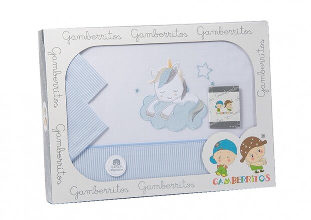 beddengoed Unicorn ledikant 80 x 120 cm blauw