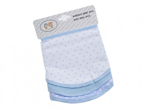 slabbetjes sterren &amp; stippen katoen blauw 3 stuks
