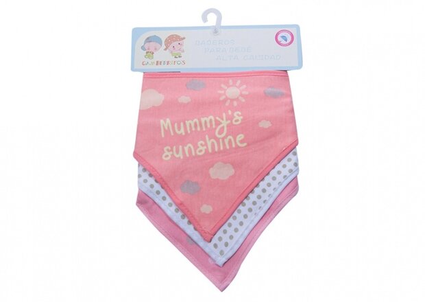 slabbetjes New Adventure roze katoen 3 stuks