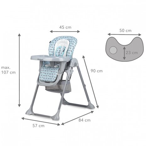 kinderstoel Ami Panda 107 cm grijs/blauw