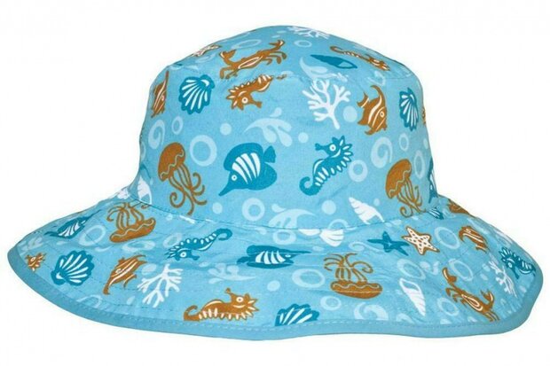 baby zonnehoedje omkeerbaar zee blauw 48 cm