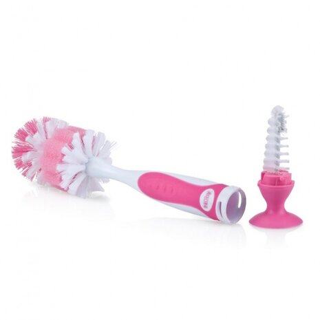flessenborstel en speenborstel 26 cm roze