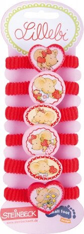 haarelastiekjes rood/roze 18 stuks