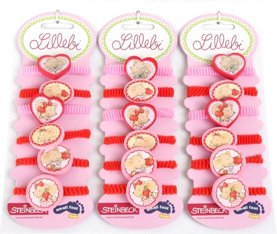 haarelastiekjes rood/roze 18 stuks