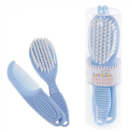 borstel en kam set 2-delig blauw