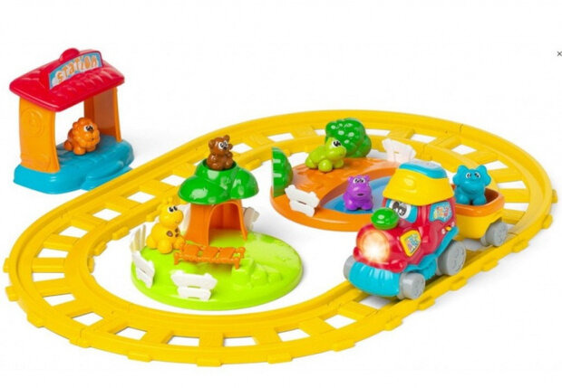 elektrische trein Adventure junior geel 6-delig