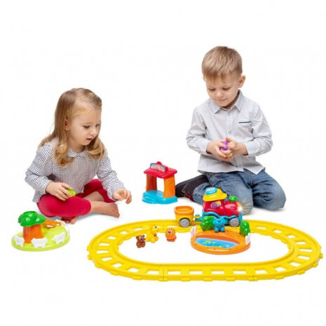 elektrische trein Adventure junior geel 6-delig