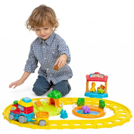 elektrische trein Adventure junior geel 6-delig