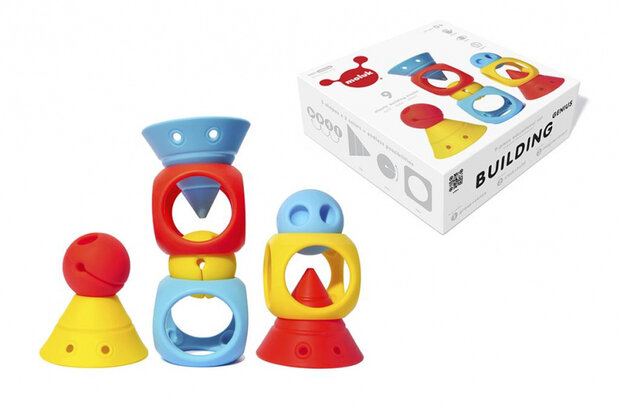 omvormbare speelblokken elastisch rubber 9 stuks oranje/geel/blauw