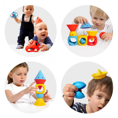 omvormbare speelblokken elastisch rubber 9 stuks oranje/geel/blauw